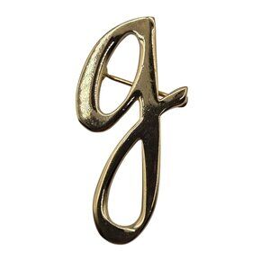 VTG Brooch Monogram Script Letter Insignia "G" Lower Case Gift Gold Tone Pin